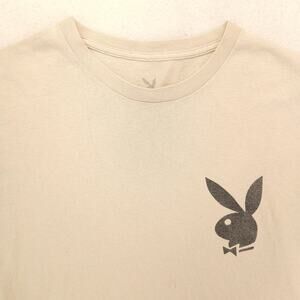 Playboy Graphic Casual Short Sleeve Crew Neck T Shirt Mens Size Large L Tan